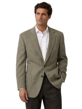 Egon Von Furstenberg 44L Vintage Sport Coat Mens Herringbone Tweed Jacket